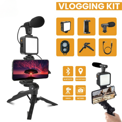 Ay-49 Vlogger Video Making Kits Vlog Microphone Led Fill Light