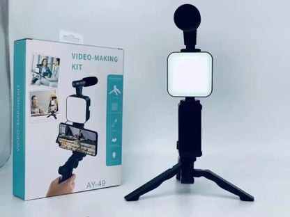 Ay-49 Vlogger Video Making Kits Vlog Microphone Led Fill Light