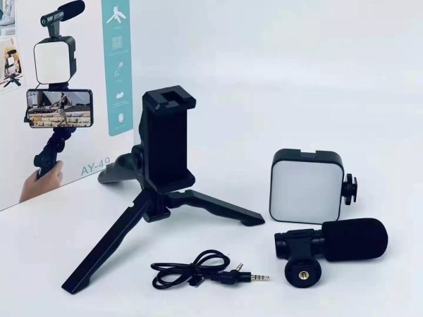 Ay-49 Vlogger Video Making Kits Vlog Microphone Led Fill Light