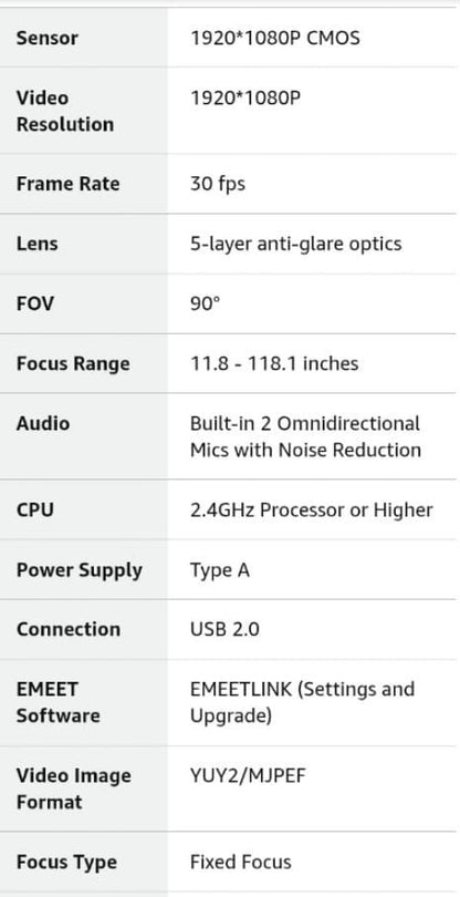 C960 Emeet 1080p Webcam With Microphone, Web Camera, 2 Mics Streaming Webcam