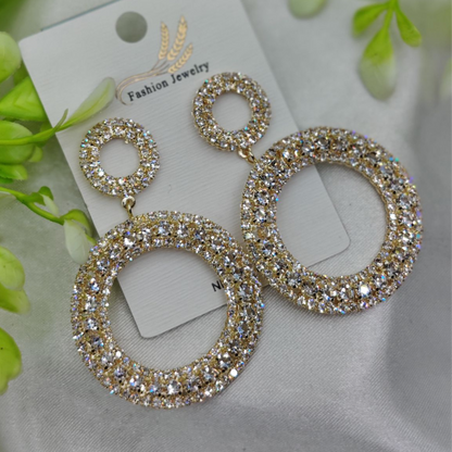 Imported Radiant Double-hoop Crystal Earrings