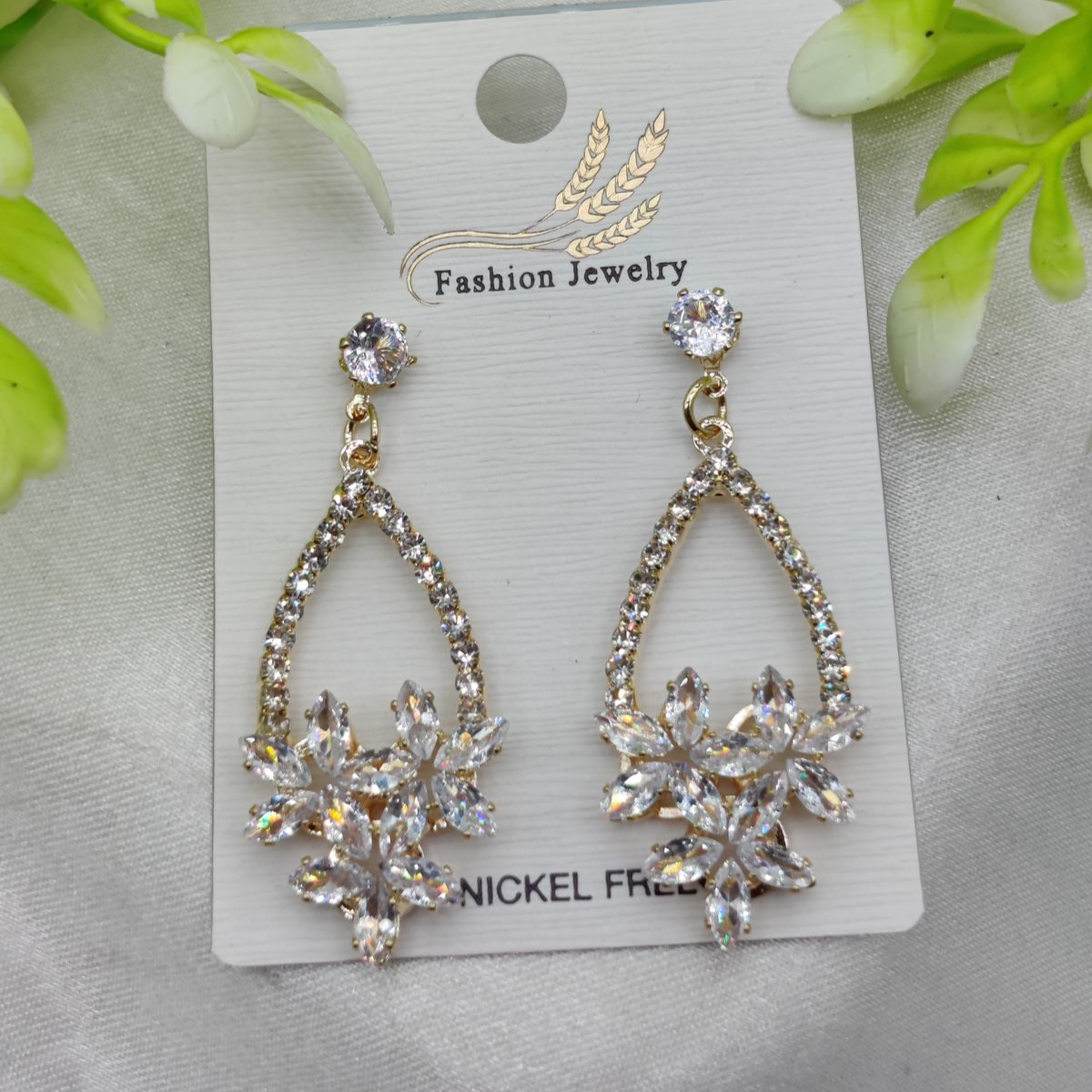 Imported Elegant Crystal Floral Drop Earrings