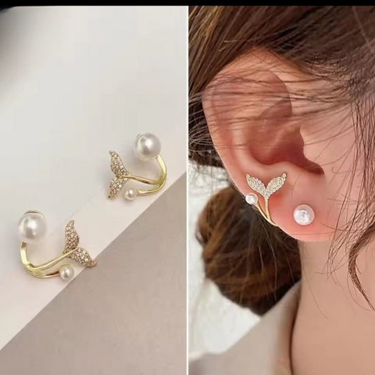 Korean Golden Fishtail Fashion Stud Earrings