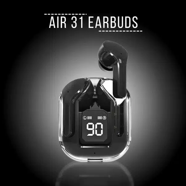 Air31 Earbuds Wireless Crystal Transparent Body | Air 31 Bluetooth Earbud With Pouch