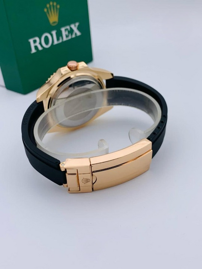 Rolex Stylish Watch For Men Adjustable Rubber Strap | Heavy Master Lock | Golden