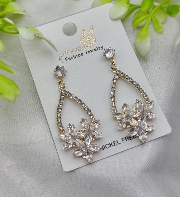 Imported Elegant Crystal Floral Drop Earrings