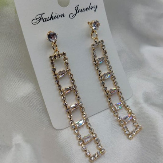 Imported Elegant Geometric Rhinestone Drop Earrings