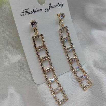 Imported Elegant Geometric Rhinestone Drop Earrings