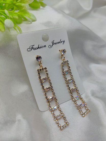 Imported Elegant Geometric Rhinestone Drop Earrings