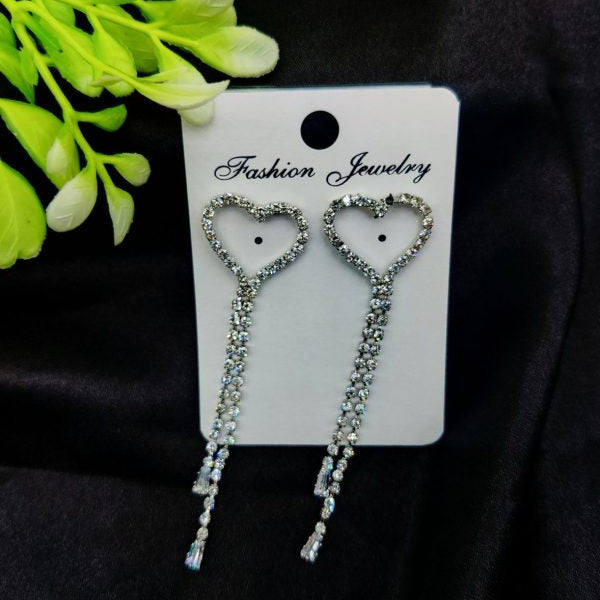 Imported Heart Drop Long Earrings