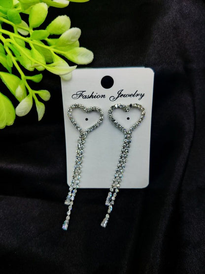 Imported Heart Drop Long Earrings