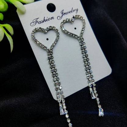 Imported Heart Drop Long Earrings