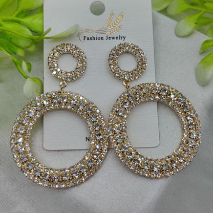 Imported Radiant Double-hoop Crystal Earrings