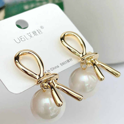 Knot Pearl Earrings Clip On Pearl Earrings