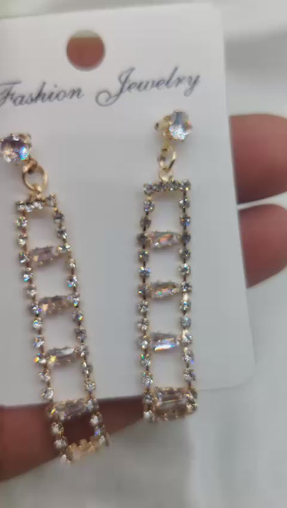 Imported Elegant Geometric Rhinestone Drop Earrings