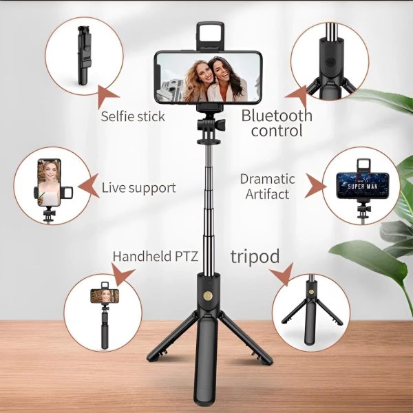 R1s Selfie Stick With Tripod | Bluetooth Foldable Selfie Rod