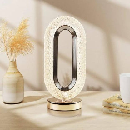 Rechargeable Luxury Oval Shaped Crystal Table Lamp With 3 Colors Touch Control | Best Quality Table Lamp