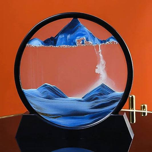 Sandscape Painting Sand Clock Moving Sand Art Hourglass Sand Timer 3D Moving Sand Mountain Lamp with Metal Stand Showpiece Home Decoration