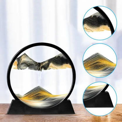 Sandscape Painting Sand Clock Moving Sand Art Hourglass Sand Timer 3D Moving Sand Mountain Lamp with Metal Stand Showpiece Home Decoration