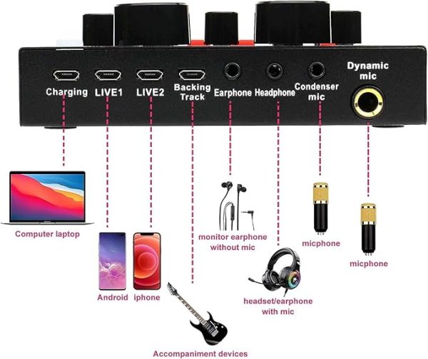 V10 Bm-800 Podcast Condenser Microphone Set With Live Sound Card